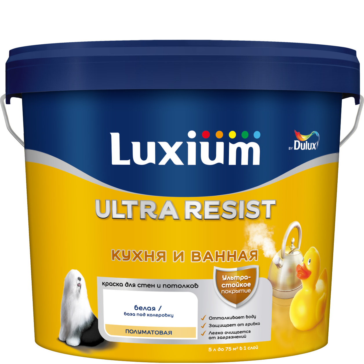 Краска Luxium by Dulux Ultra Resist Кухня и Ванная п/мат BW 5л