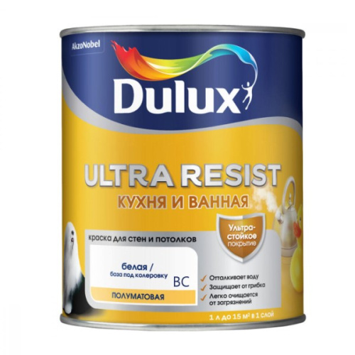 Краска Dulux Ultra Resist Кухня и Ванная мат ВС 0,9л