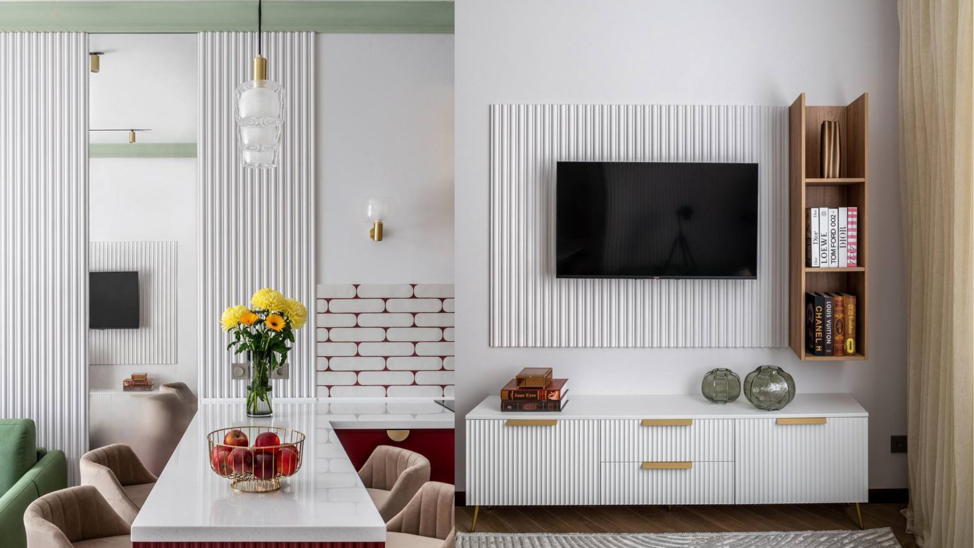 Стеновые панели в интерьере кухни-гостиной