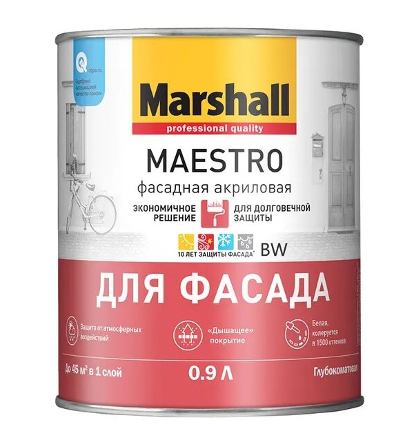 MAESTRO фасадная акриловая BW, 0,9л