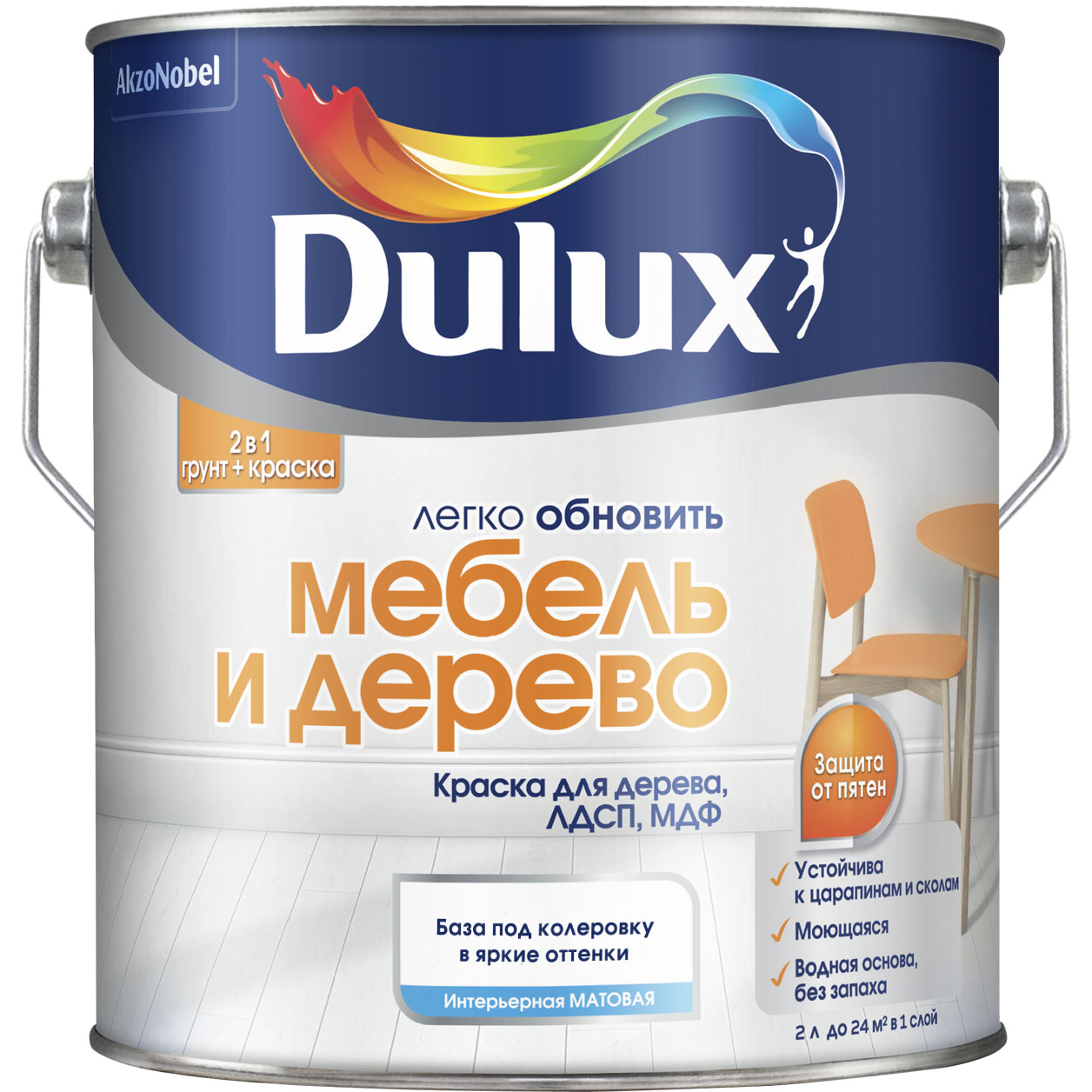 Краска Dulux Мебель и Дерево мат BC 2л