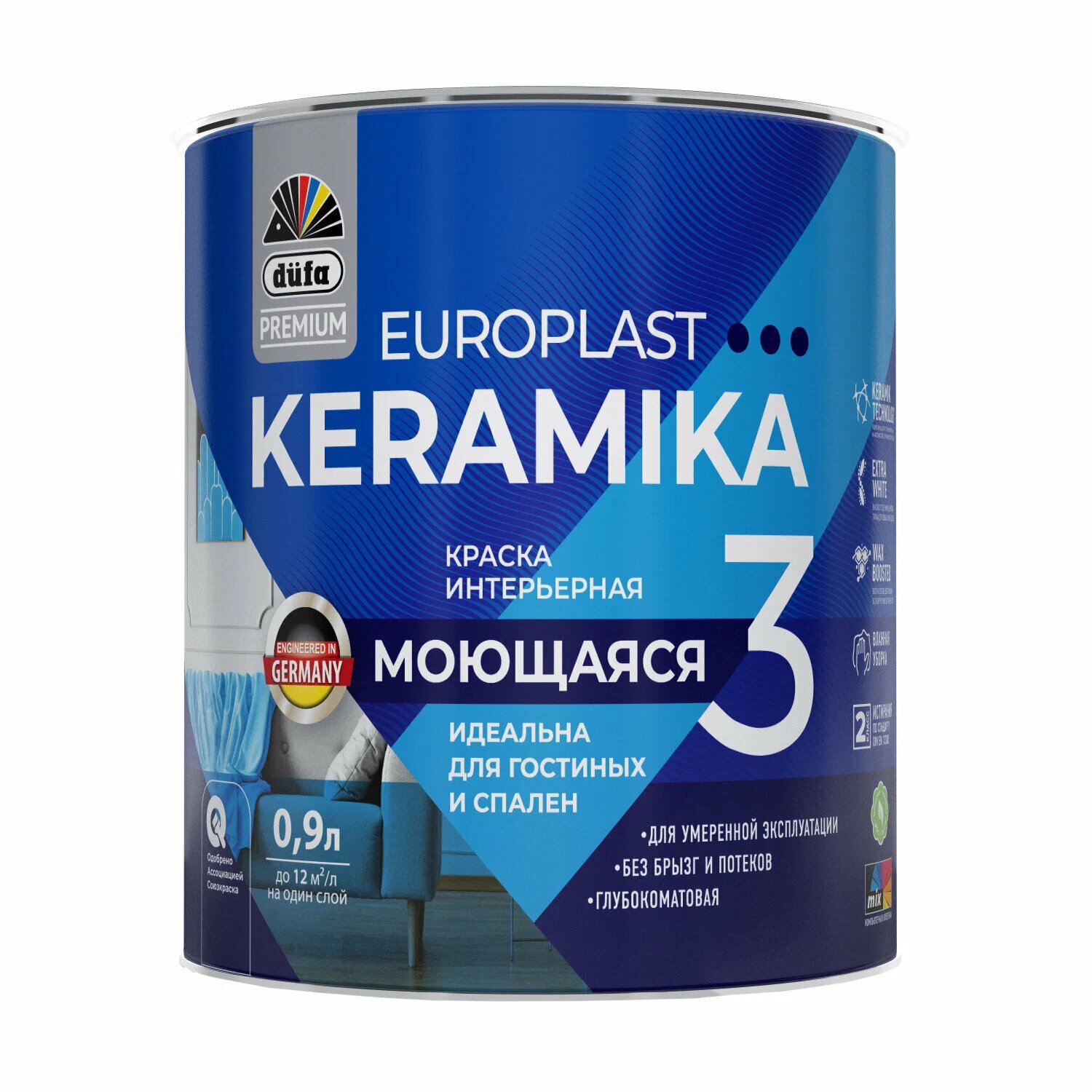 "DufaPremium" ВД краска EuroPlast Keramika  3  база1  0,9л